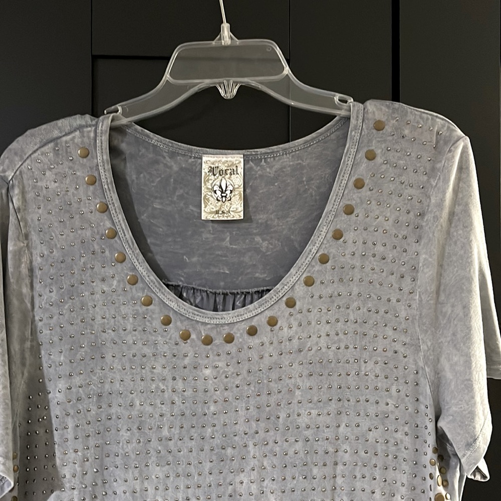 Short Sleeve Denim Blue Top